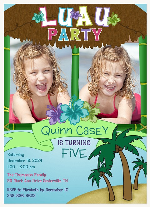 Swingin' Luau Kids Birthday Invitations
