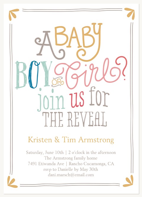 The Reveal Baby Shower Invites