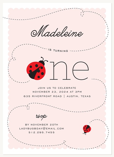 Delightful Ladybug Kids Birthday Invitations