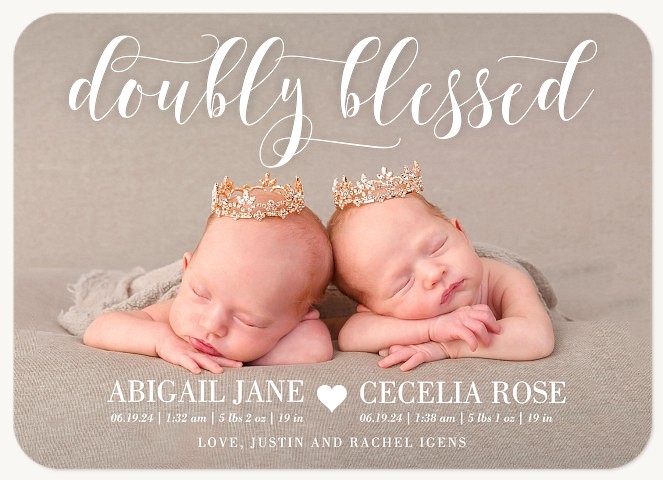 Elegant Duo  Twin Birth Announcements