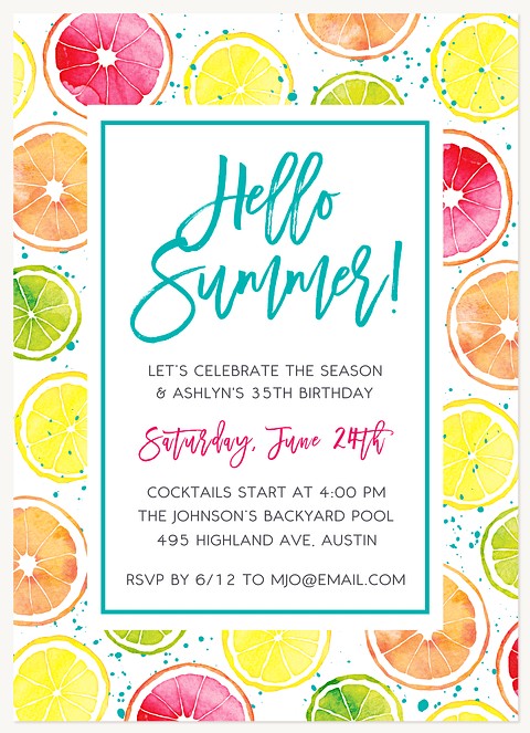 Summer Citrus Summer Party Invitations