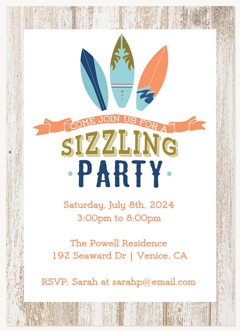 Surf 'n' Sizzle Summer Party Invitations