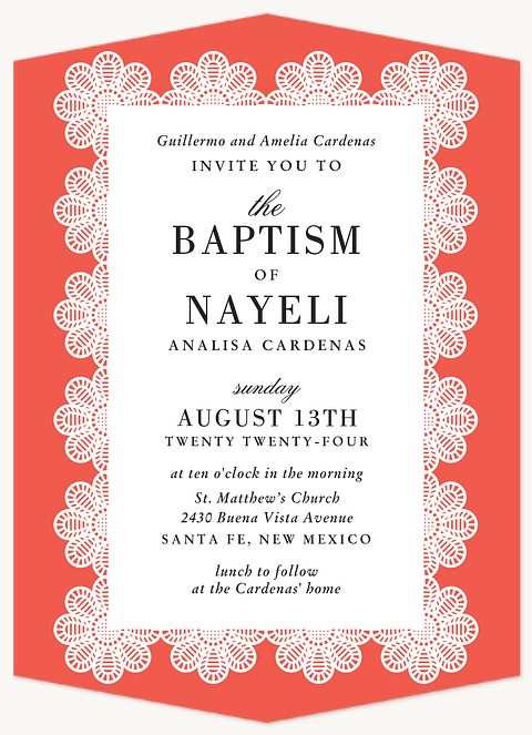 Floral Papel Picado Baptisms & Christening Invitations