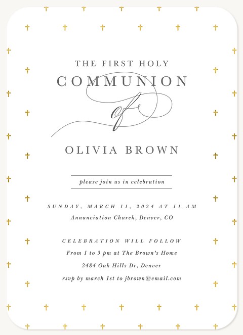 Elegant Communion First Communion Invitations