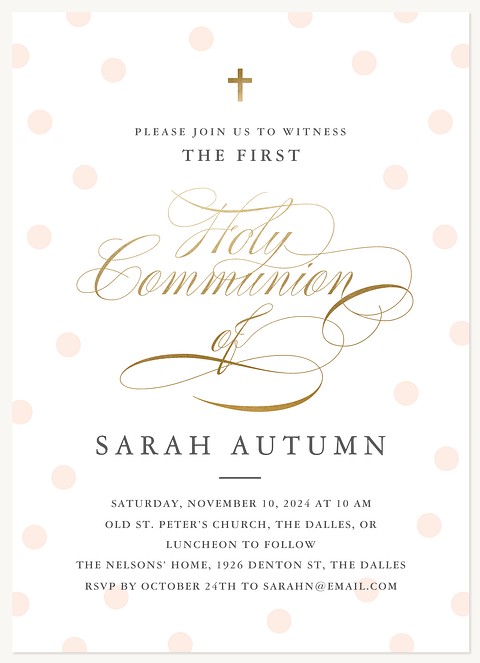 Lovely Dots First Communion Invitations