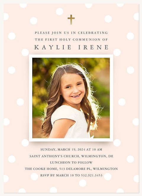 Dotted Communion First Communion Invitations