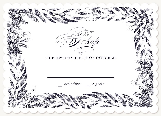 Imprinted Foliage Wedding RSVP Cards