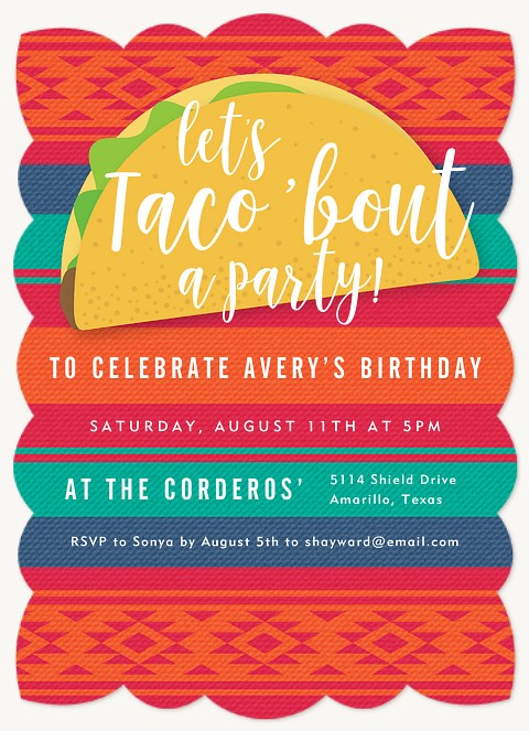 Taco Party Kids Birthday Invitations