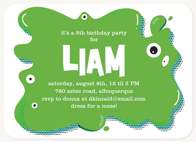 Slime Time Boy Birthday Party Invitations