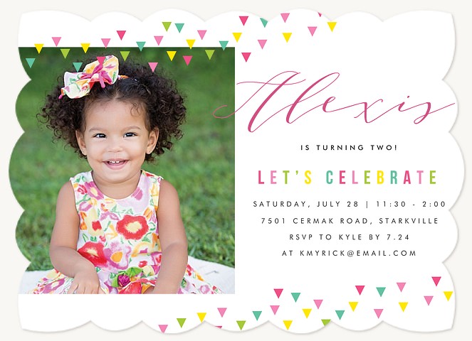 Bright Banners Girl Birthday Party Invitations