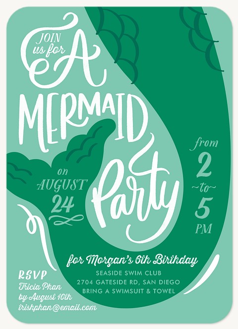 Mermaid Tale Girl Birthday Party Invitations