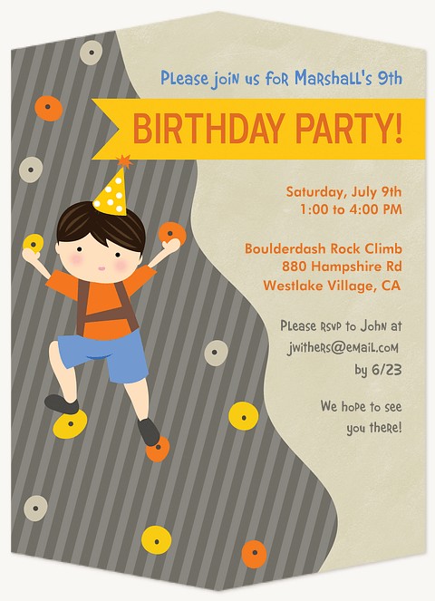 Climbing Party Kids Birthday Invitations