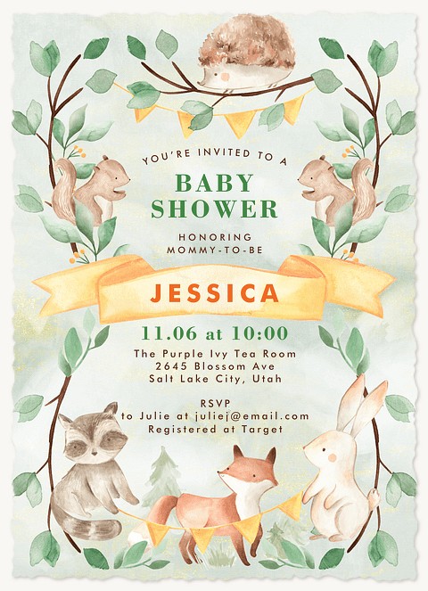 Woodland Animals Baby Shower Invites