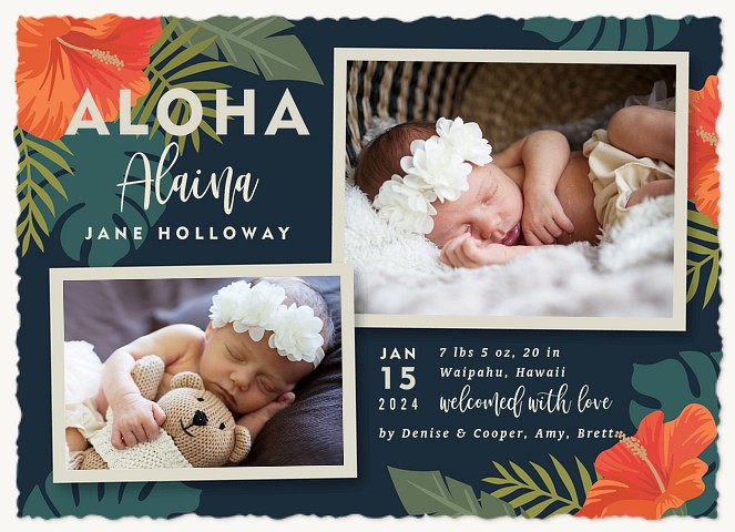 Aloha Arrival Baby Announcements