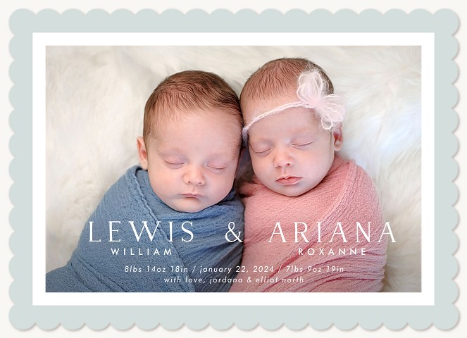 Simply Framed Twin Birth Announcements
