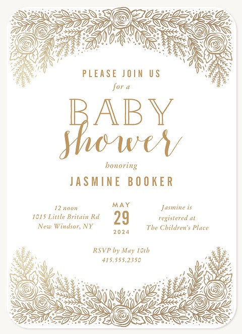 Gilded Floral Baby Shower Invites