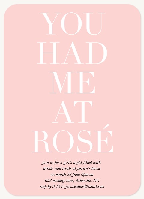 Sweet Rosé Party Invitations