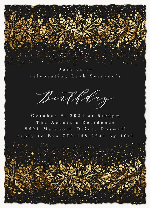 Glittered Leaves Party Invitations