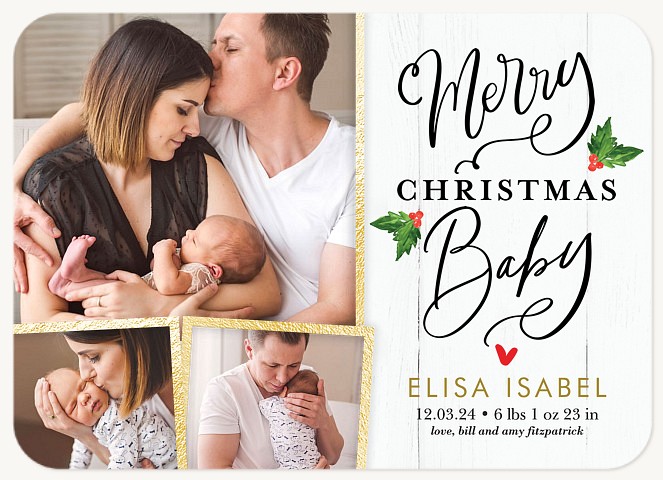 Shiplap Baby Holiday Birth Announcements
