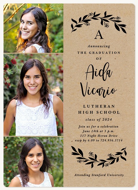 Vintage Branches Graduation Invitations