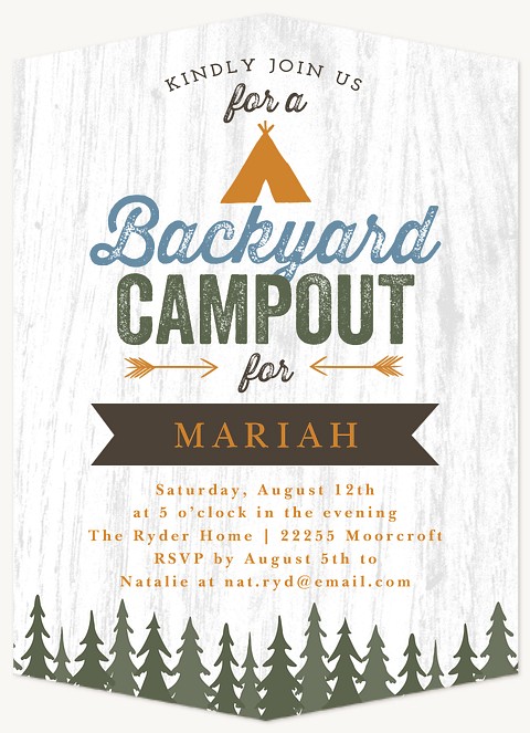 Camp Out Kids Birthday Invitations