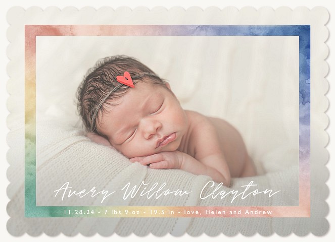 Watercolor Rainbow Baby Announcements