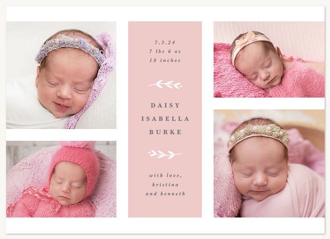 Modern Peony Baby Announcements