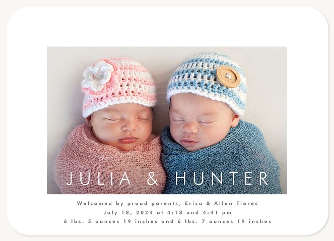 Statement Names Twin Birth Announcements