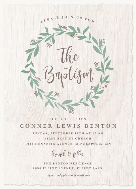Laurel Wreath Baptisms & Christening Invitations