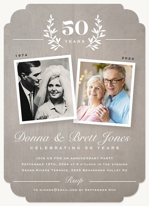 Oak Laurel Wedding Anniversary Invitations