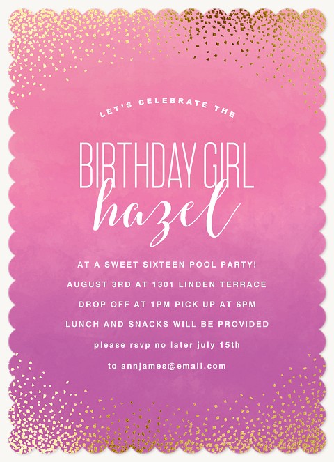 Posh Party Teen Birthday Invitations