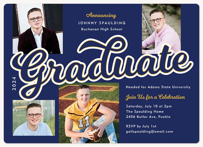 Collegiate Script Graduation Cards