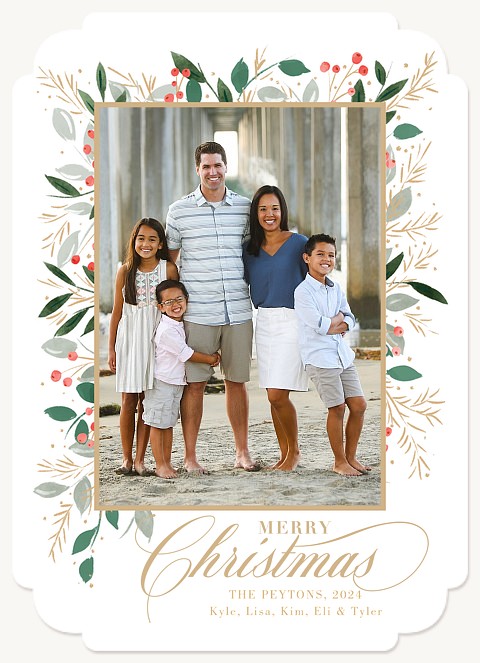 Delicate Greenery Personalized Holiday Cards