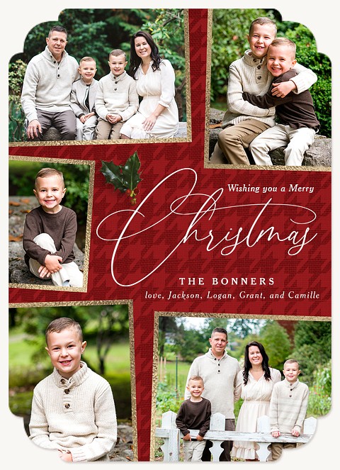Gilded Houndstooth Personalized Holiday Cards