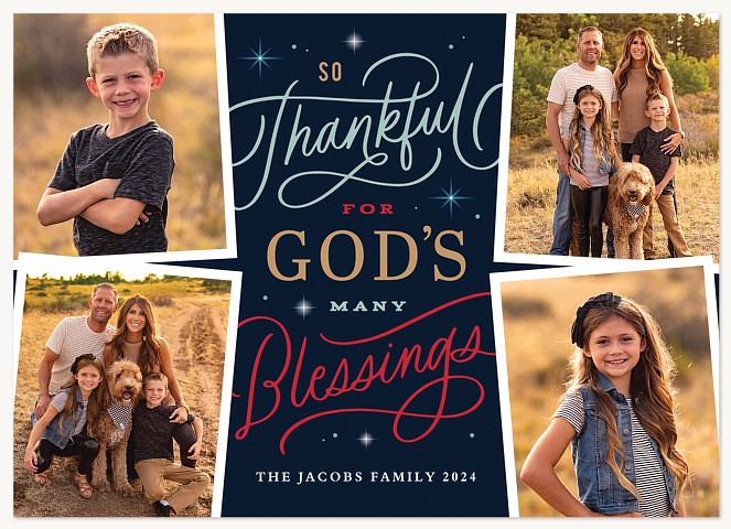 Blessed And Thankful Personalized Holiday Cards