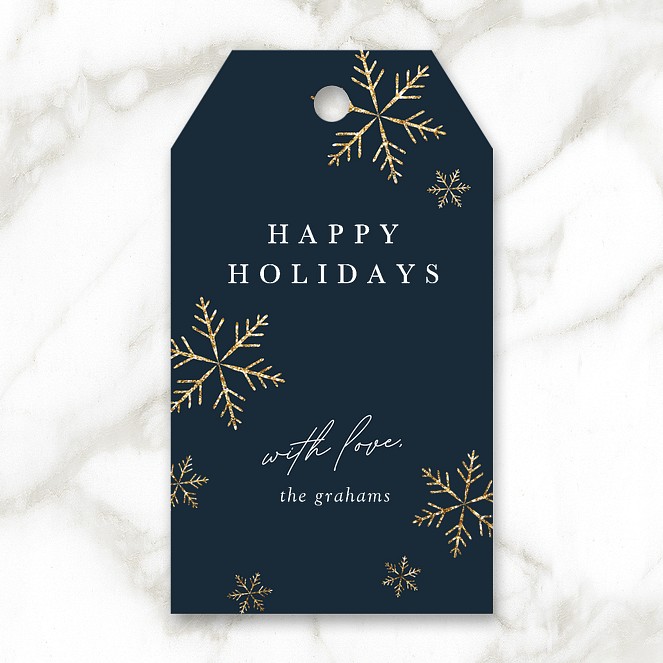 Scattered Snowflakes Custom Gift Tags