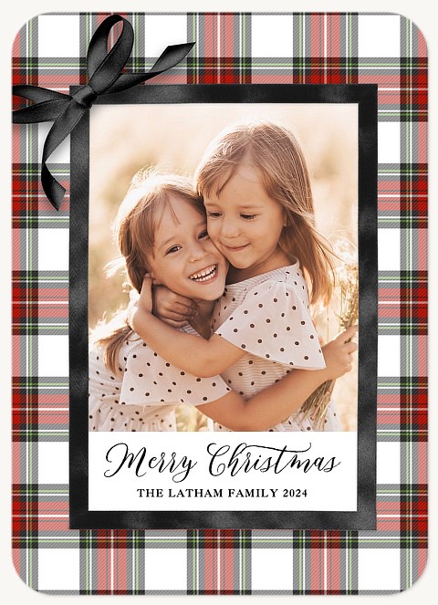 Ribbon Border Personalized Holiday Cards