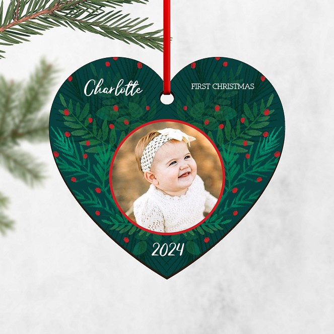 Floral Heart Personalized Ornaments