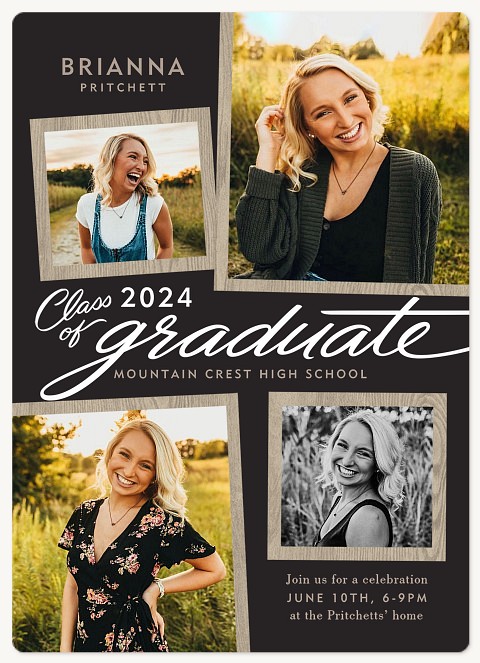 Elegant Woodgrain Graduation Cards