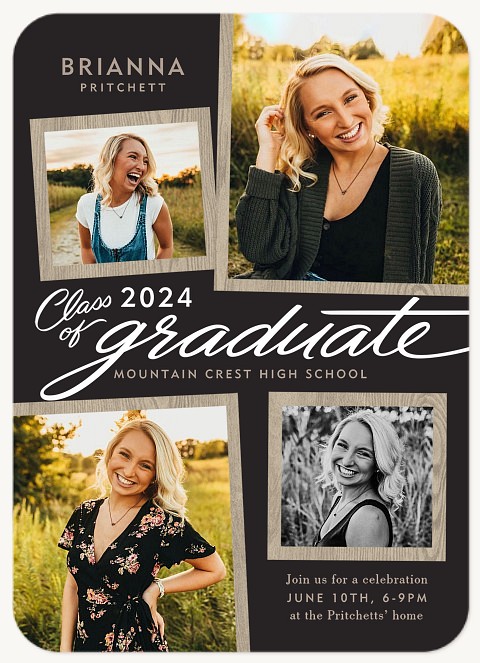 Elegant Woodgrain Graduation Cards