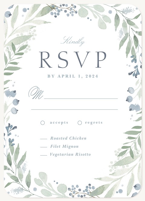 Romantic Greenery Wedding RSVP Cards