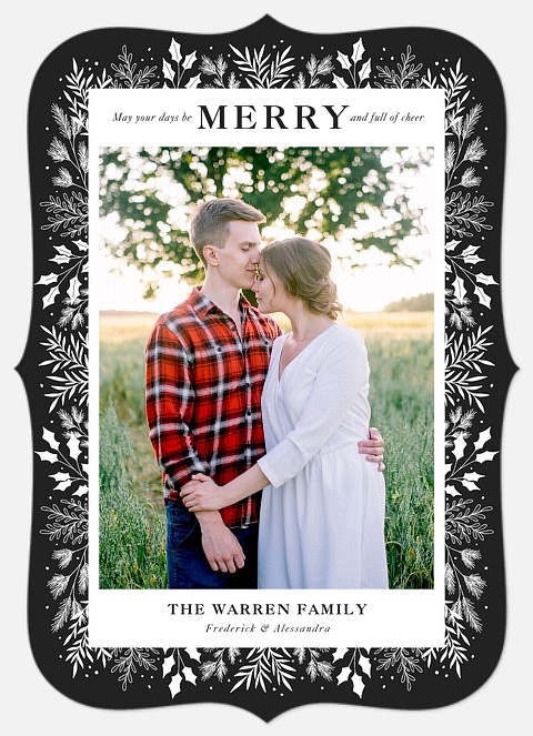 Chalk Foliage Holiday Photo Cards