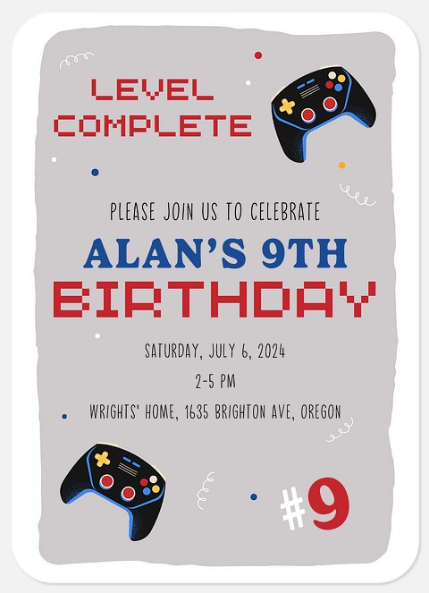 Level Complete Kids' Birthday Invitations