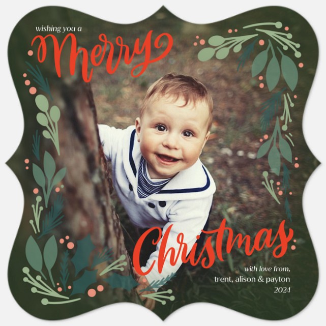 Botanical Corners Holiday Photo Cards