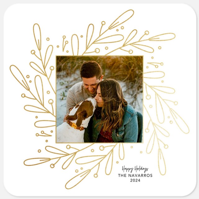 Gilded Wreath Holiday Photo Cards