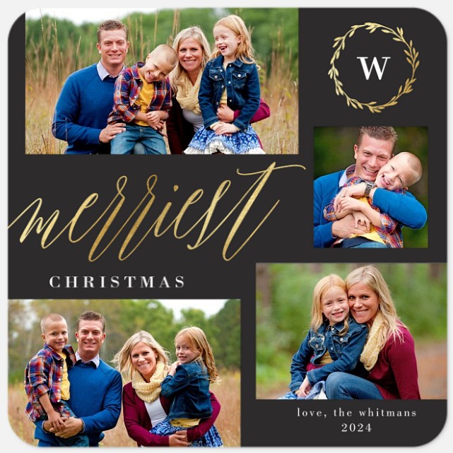 Elegant Monogram Holiday Photo Cards