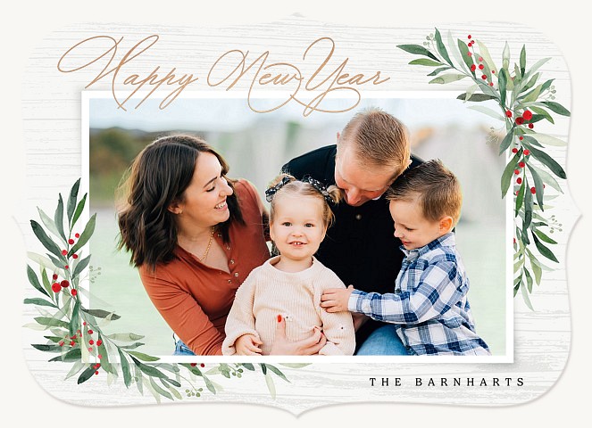 Delicate Wood Photo Holiday Cards