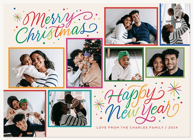 Colored Corners Personalized Holiday Cards