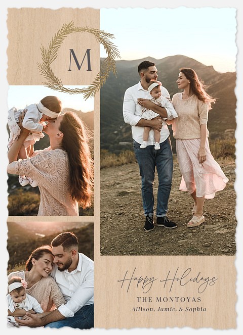 Wood and Wreath Holiday Photo Cards