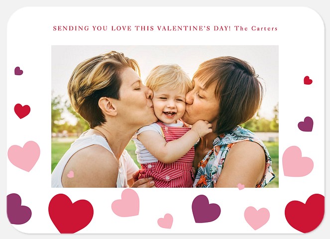 Scattered Hearts Valentine Photo Cards